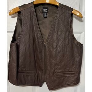 Jacque & KoKo Brown Quilted Leather Vest Zip Front Women's‎ Size 18 20